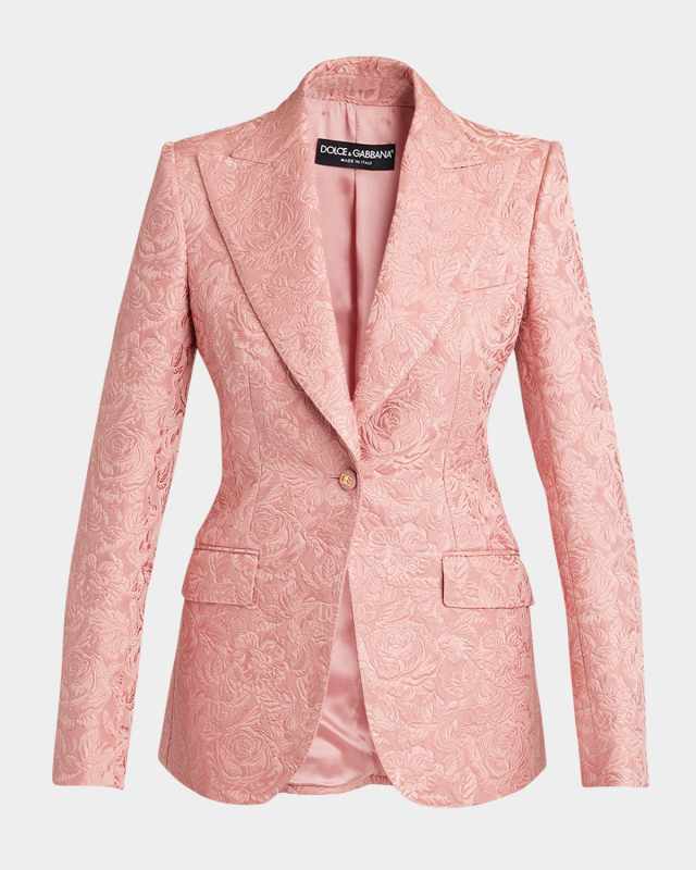 Floral Jacquard Single-Breasted Jacket